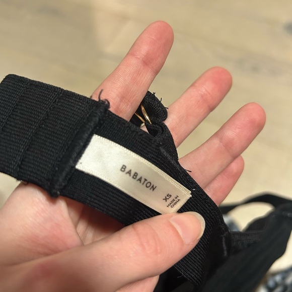 Babaton Black Ribbed Triangle Bralette with Adjustable Straps - Picture 3 of 3